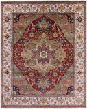 Rust Persian Fine Serapi Handmade Wool Rug - 7' 9" X 9' 9" - Golden Nile