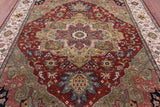 Rust Persian Fine Serapi Handmade Wool Rug - 7' 9" X 9' 9" - Golden Nile