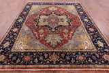Rust Persian Fine Serapi Hand Knotted Wool Rug - 7' 11" X 9' 9" - Golden Nile