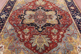 Rust Persian Fine Serapi Hand Knotted Wool Rug - 7' 11" X 9' 9" - Golden Nile