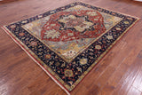 Rust Persian Fine Serapi Hand Knotted Wool Rug - 7' 11" X 9' 9" - Golden Nile