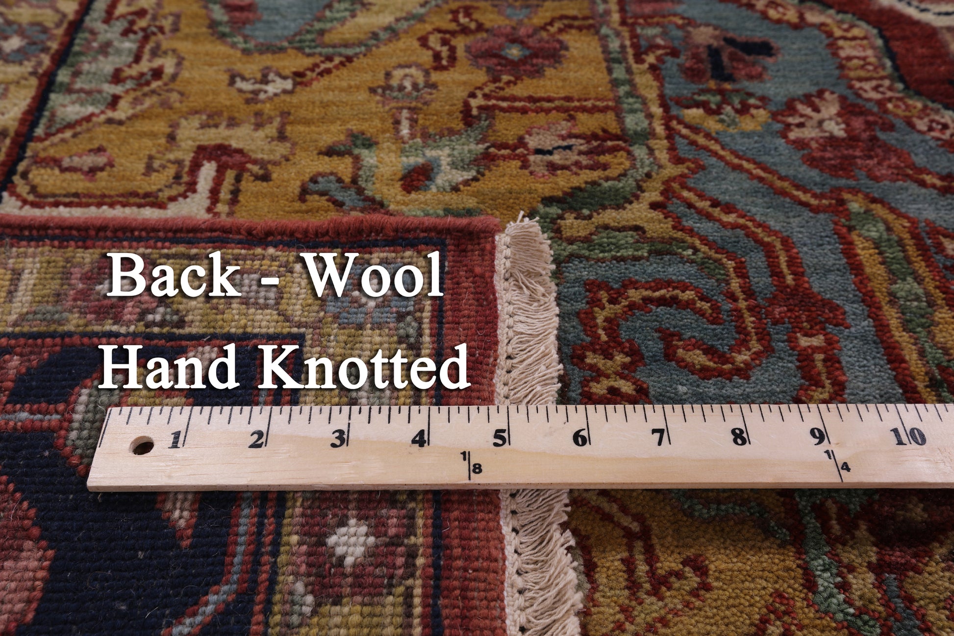Rust Persian Fine Serapi Hand Knotted Wool Rug - 7' 11" X 9' 9" - Golden Nile