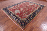 Red Persian Fine Serapi Hand Knotted Wool Rug - 7' 11" X 10' 0" - Golden Nile
