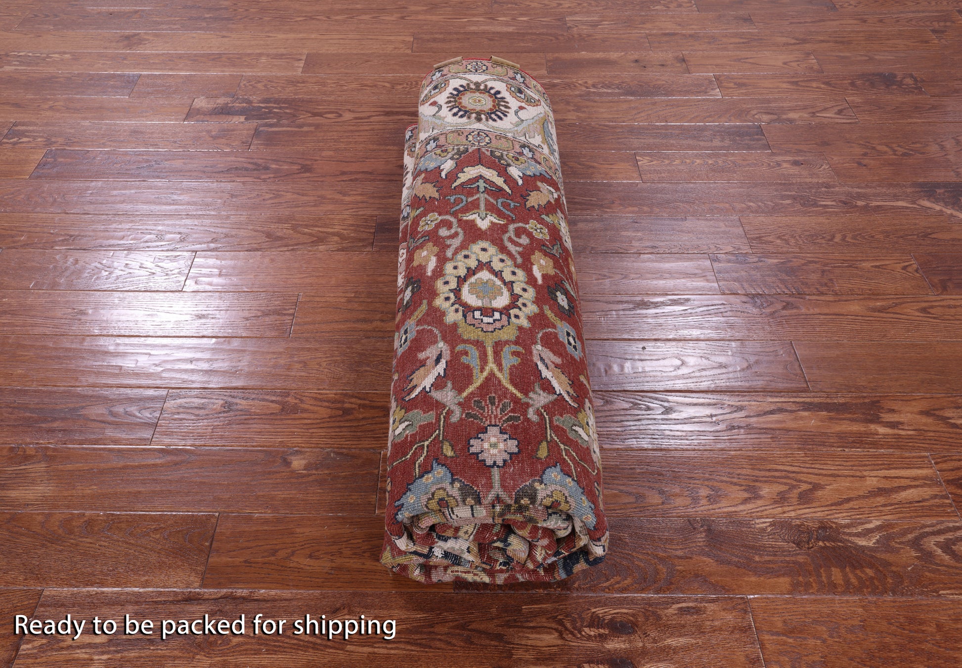 Red Persian Fine Serapi Hand Knotted Wool Rug - 7' 8" X 9' 10" - Golden Nile