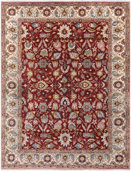 Red Persian Fine Serapi Hand Knotted Wool Rug - 7' 8" X 9' 10" - Golden Nile