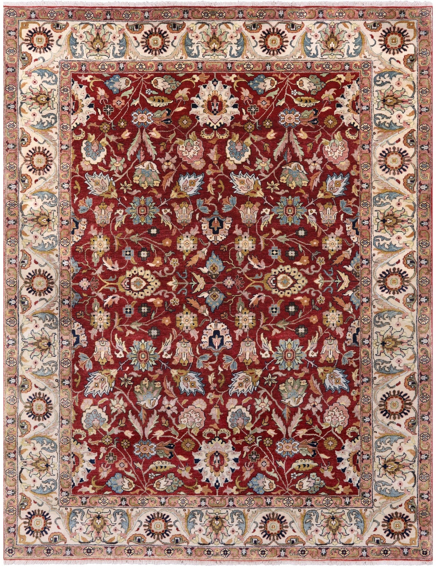 Red Persian Fine Serapi Hand Knotted Wool Rug - 7' 8" X 9' 10" - Golden Nile