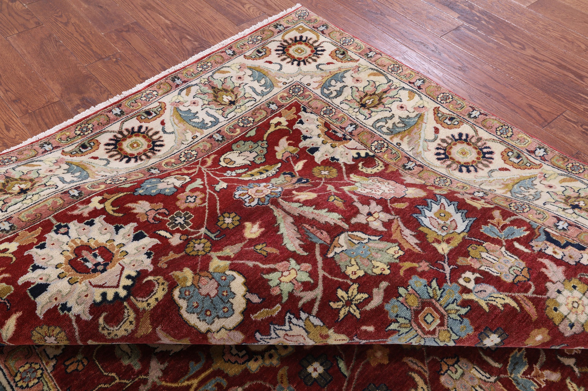 Red Persian Fine Serapi Hand Knotted Wool Rug - 7' 8" X 9' 10" - Golden Nile