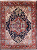 Blue Persian Fine Serapi Hand Knotted Wool Rug - 9' 0" X 11' 11" - Golden Nile
