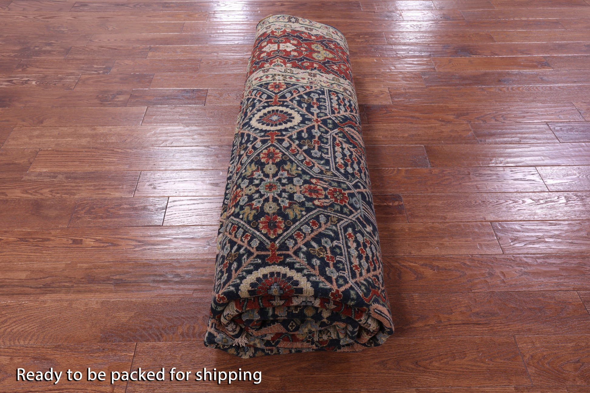 Blue Persian Fine Serapi Hand Knotted Wool Rug - 8' 10" X 12' 1" - Golden Nile