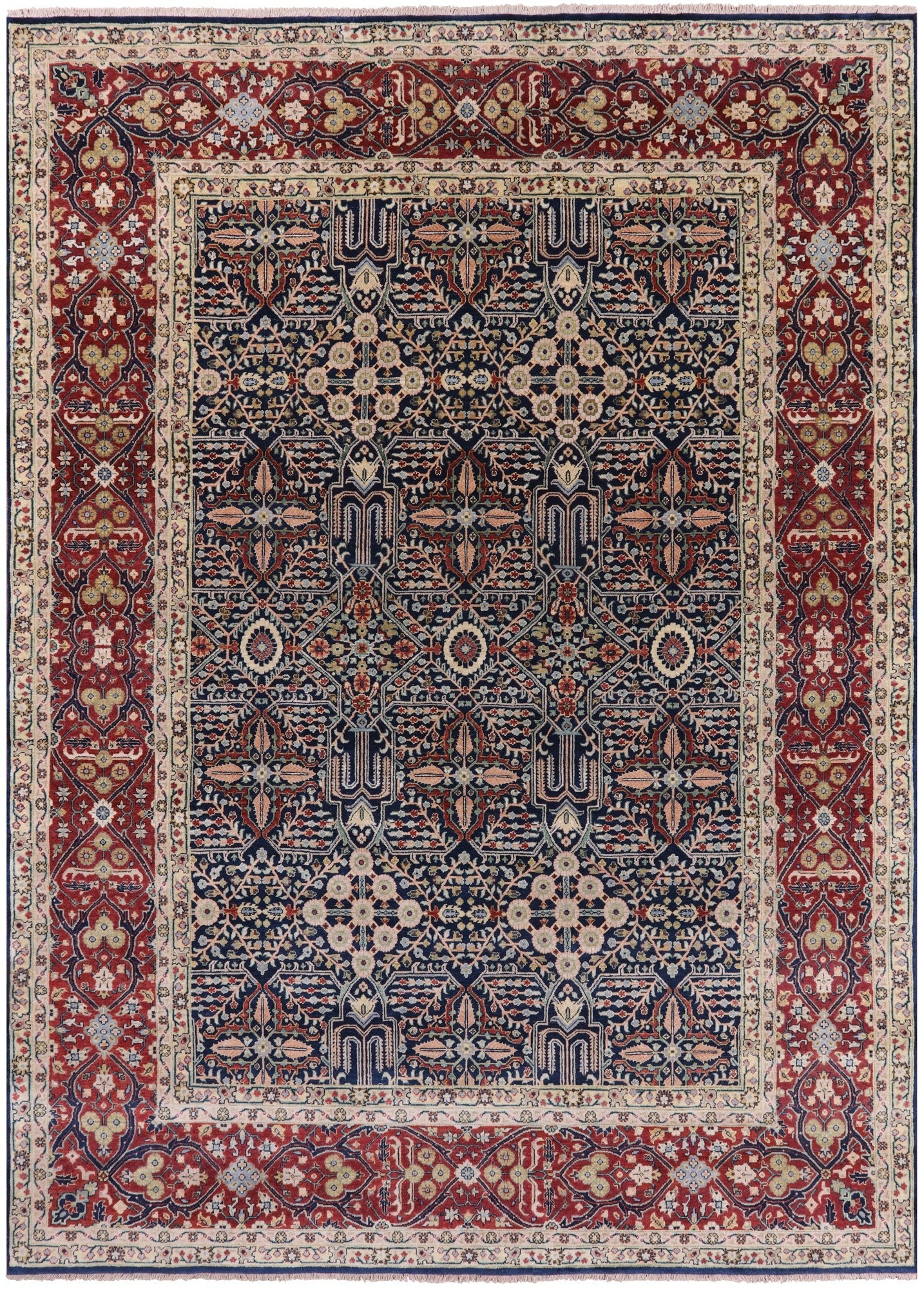 Blue Persian Fine Serapi Hand Knotted Wool Rug - 8' 10" X 12' 1" - Golden Nile