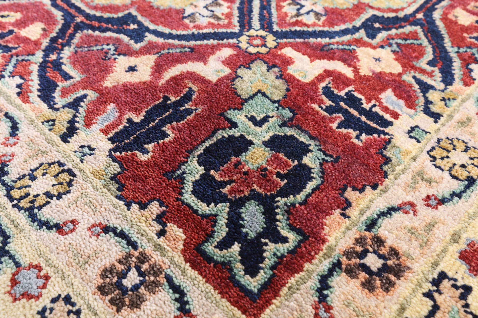 Blue Persian Fine Serapi Hand Knotted Wool Rug - 8' 10" X 12' 1" - Golden Nile