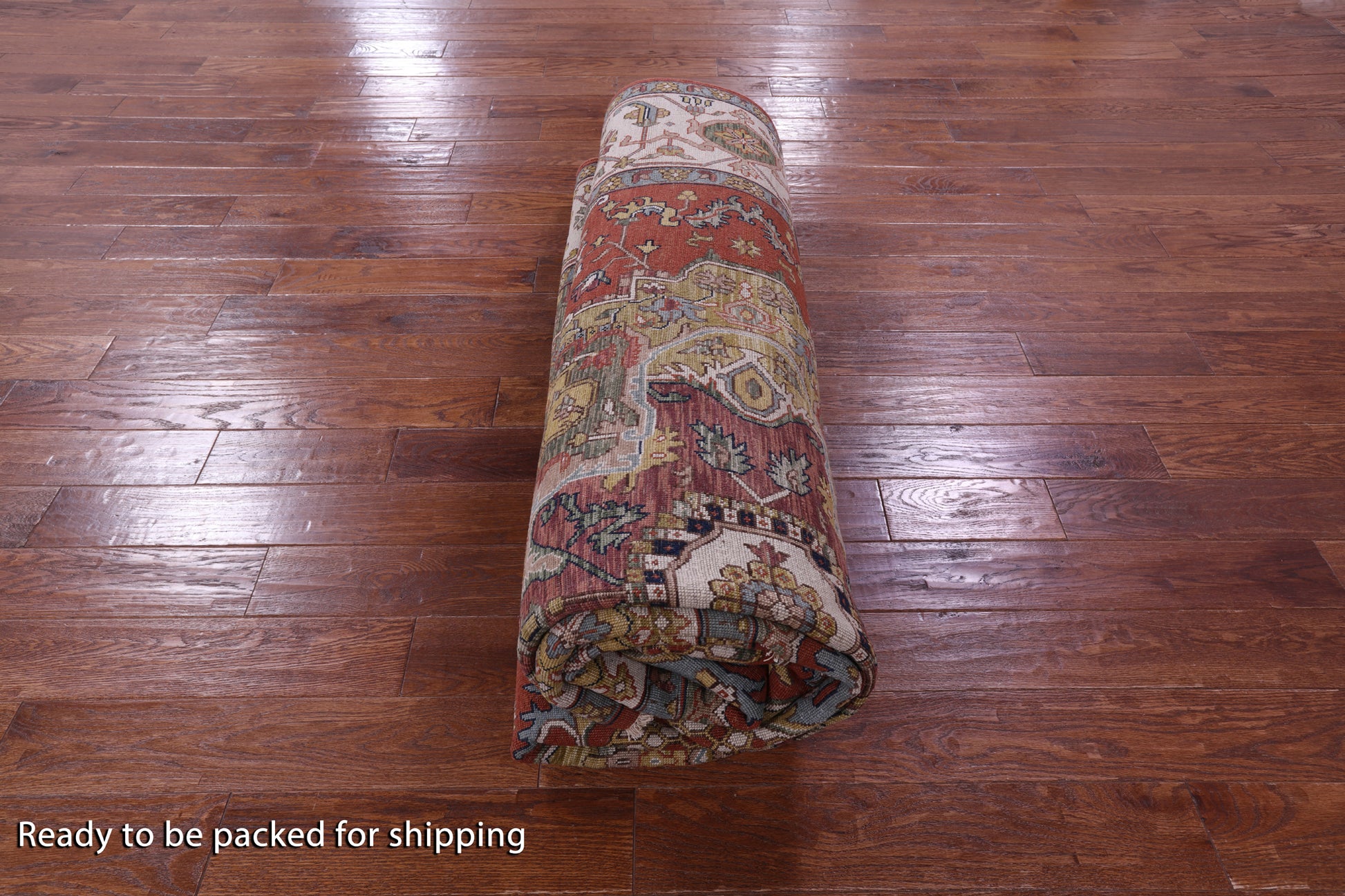 Rust Persian Fine Serapi Hand Knotted Wool Rug - 8' 10" X 11' 11" - Golden Nile