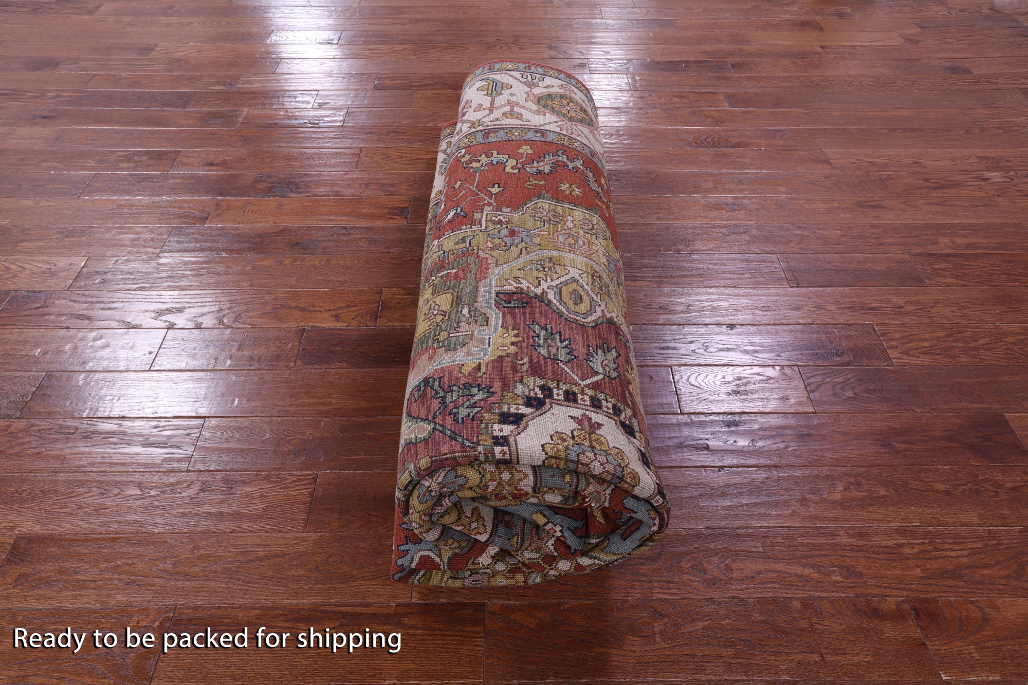 Rust Persian Fine Serapi Hand Knotted Wool Rug - 8' 10" X 11' 11" - Golden Nile
