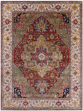Rust Persian Fine Serapi Hand Knotted Wool Rug - 8' 10" X 11' 11" - Golden Nile