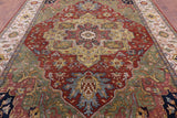 Rust Persian Fine Serapi Hand Knotted Wool Rug - 8' 10" X 11' 11" - Golden Nile