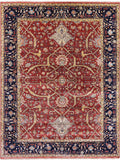 Red Persian Fine Serapi Hand Knotted Wool Rug - 9' 0" X 11' 11" - Golden Nile