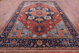 Rust Persian Fine Serapi Hand Knotted Wool Rug - 8' 9" X 12' 0" - Golden Nile