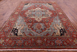 Rust Persian Fine Serapi Hand Knotted Wool Rug - 9' 0" X 11' 10" - Golden Nile