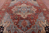 Rust Persian Fine Serapi Hand Knotted Wool Rug - 9' 0" X 11' 10" - Golden Nile