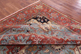 Rust Persian Fine Serapi Hand Knotted Wool Rug - 9' 0" X 11' 10" - Golden Nile