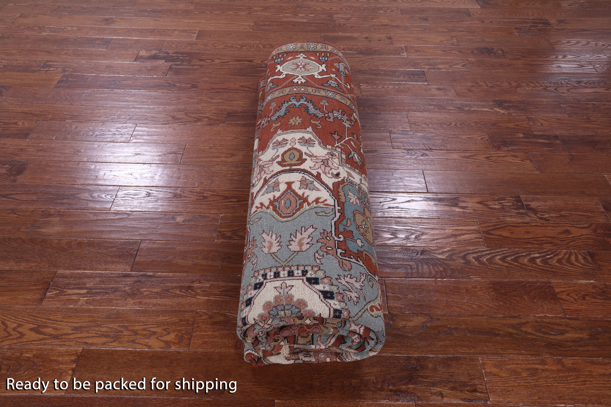 Red Persian Fine Serapi Hand Knotted Wool Rug - 8' 10" X 12' 0" - Golden Nile