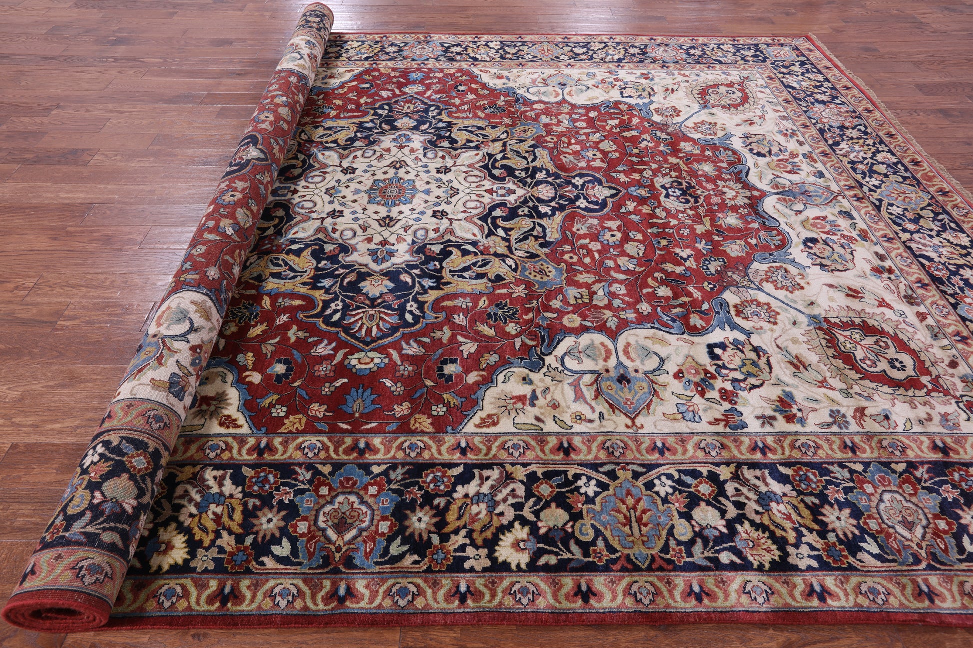 Red Persian Fine Serapi Handmade Wool Rug - 10' 0" X 13' 8" - Golden Nile