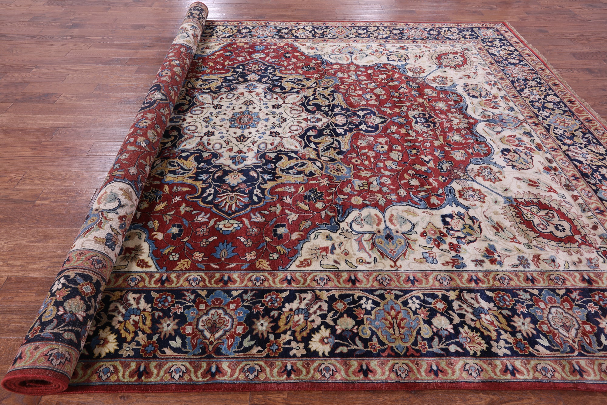 Red Persian Fine Serapi Handmade Wool Rug - 10' 0" X 13' 8" - Golden Nile