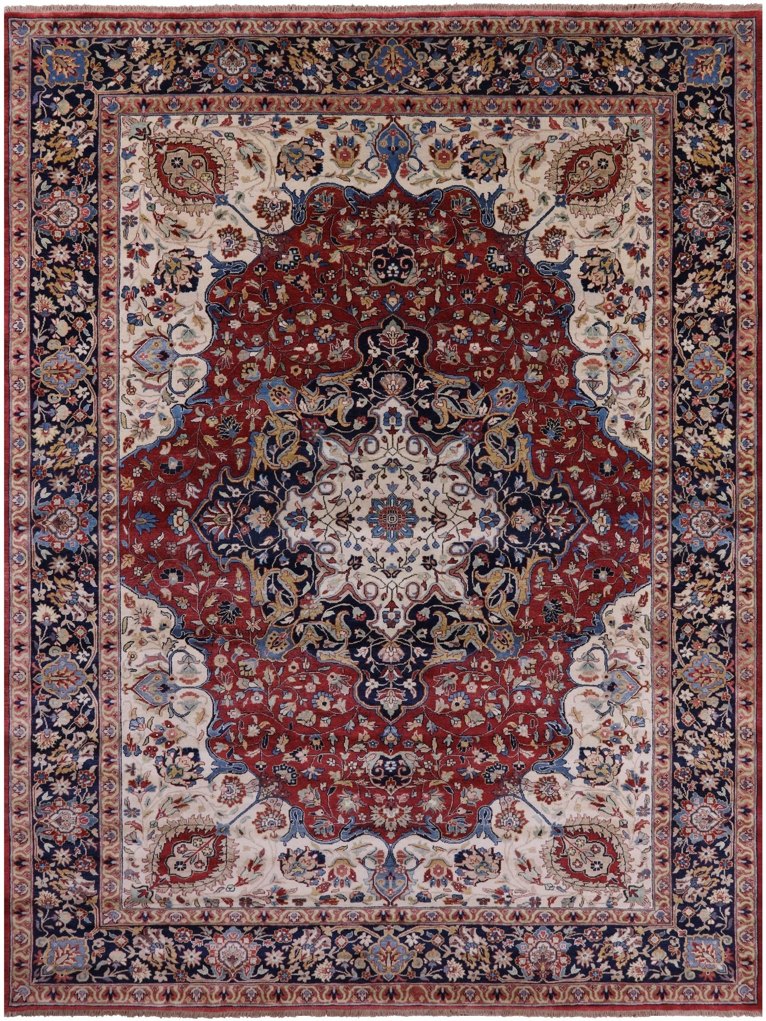 Red Persian Fine Serapi Handmade Wool Rug - 10' 0" X 13' 8" - Golden Nile