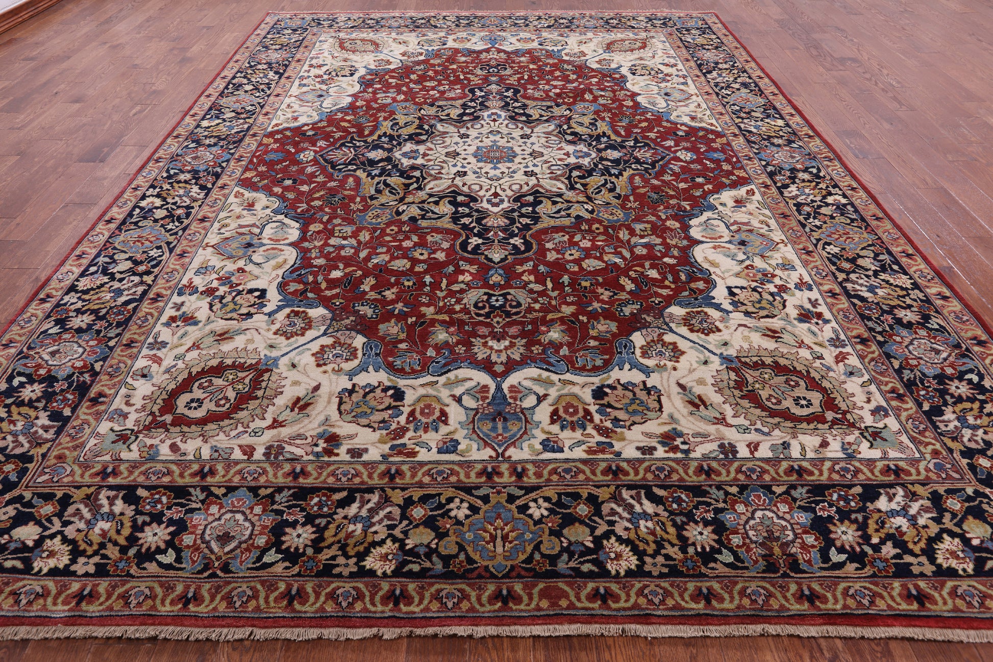Red Persian Fine Serapi Handmade Wool Rug - 10' 0" X 13' 8" - Golden Nile