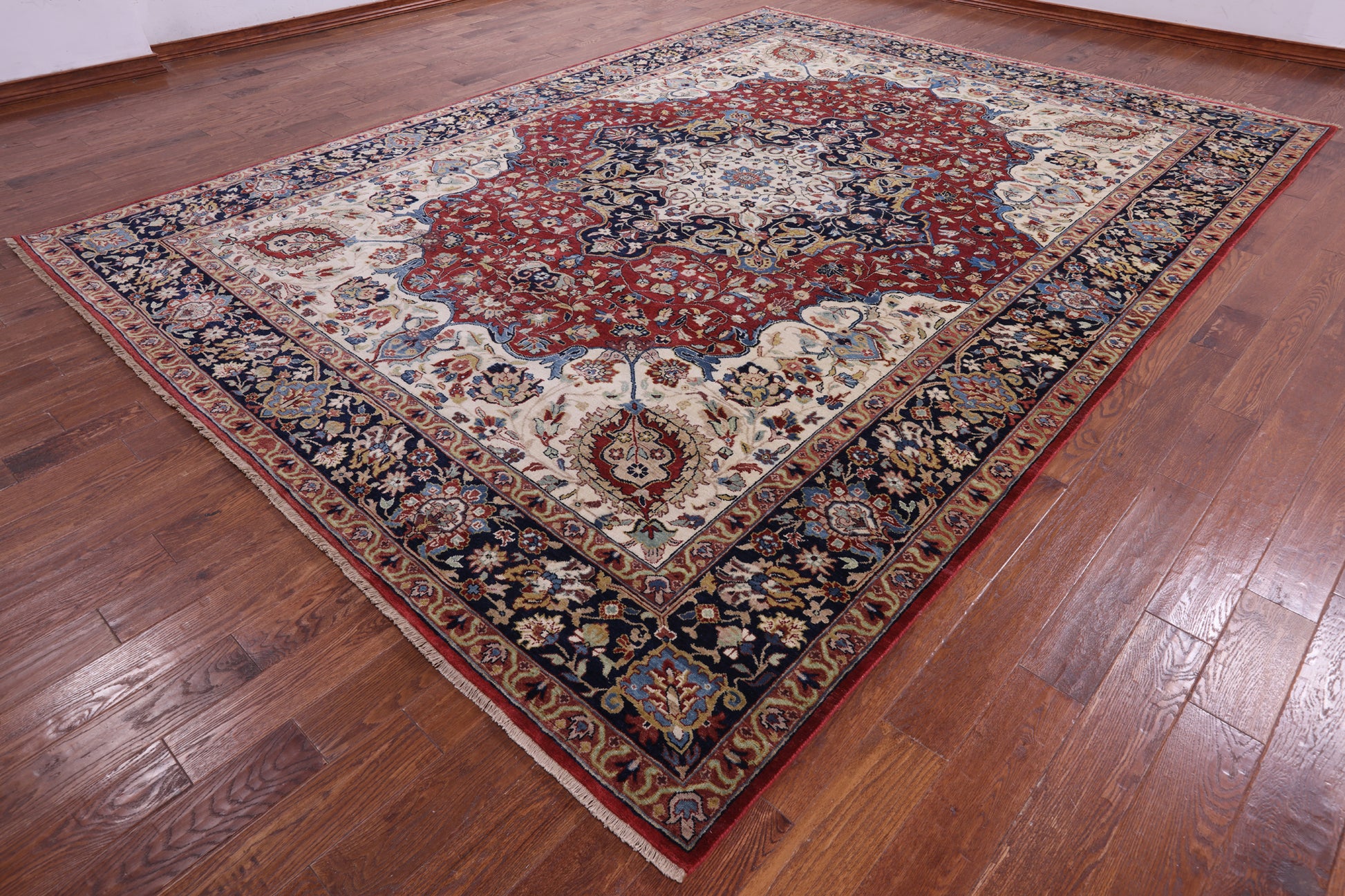 Red Persian Fine Serapi Handmade Wool Rug - 10' 0" X 13' 8" - Golden Nile