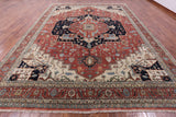 Rust Persian Fine Serapi Hand Knotted Wool Rug - 11' 9" X 14' 9" - Golden Nile