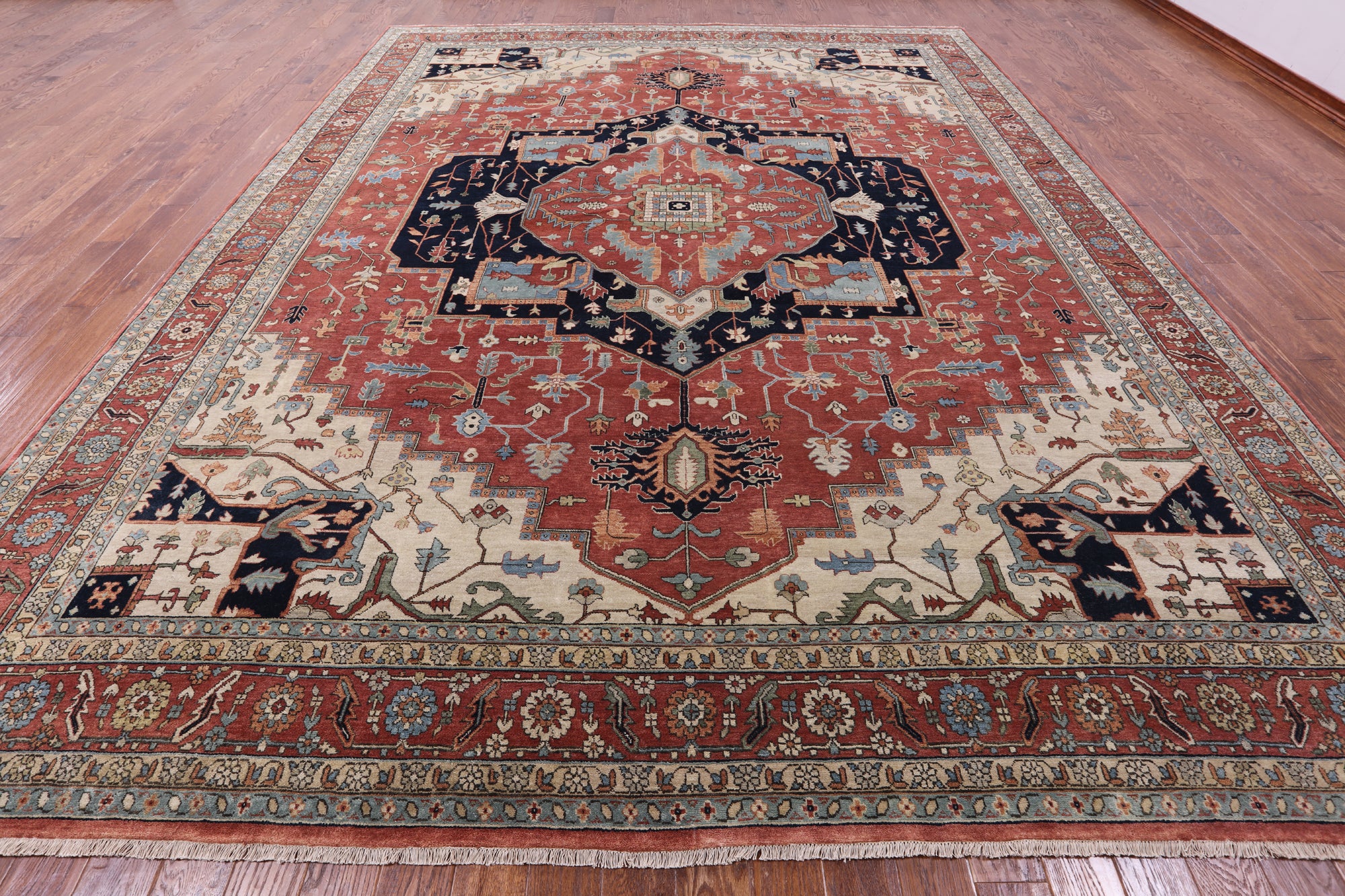 Rust Persian Fine Serapi Hand Knotted Wool Rug - 11' 9" X 14' 9" - Golden Nile