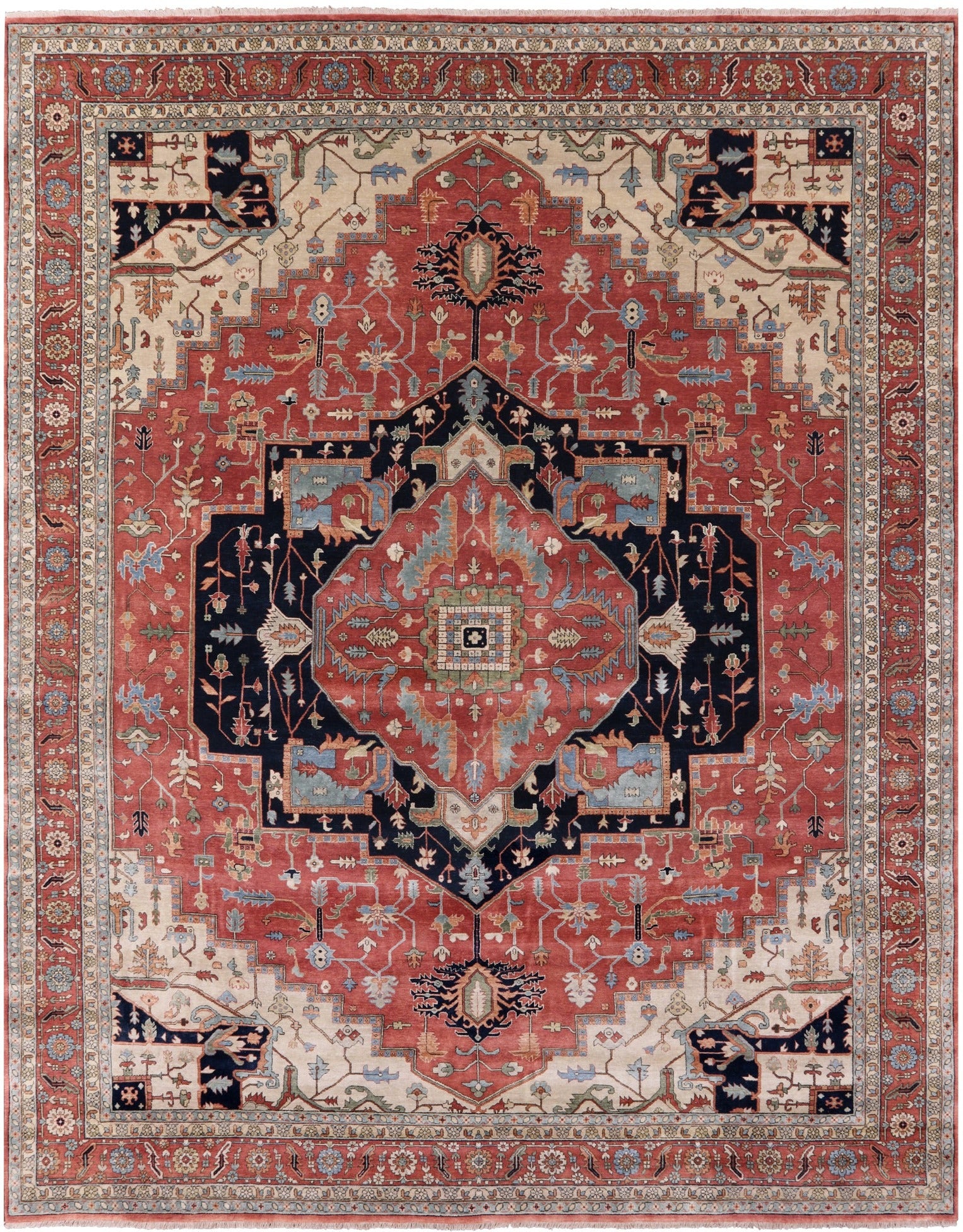 Rust Persian Fine Serapi Hand Knotted Wool Rug - 11' 9" X 14' 9" - Golden Nile