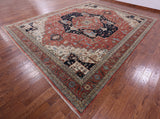 Rust Persian Fine Serapi Hand Knotted Wool Rug - 11' 9" X 14' 9" - Golden Nile