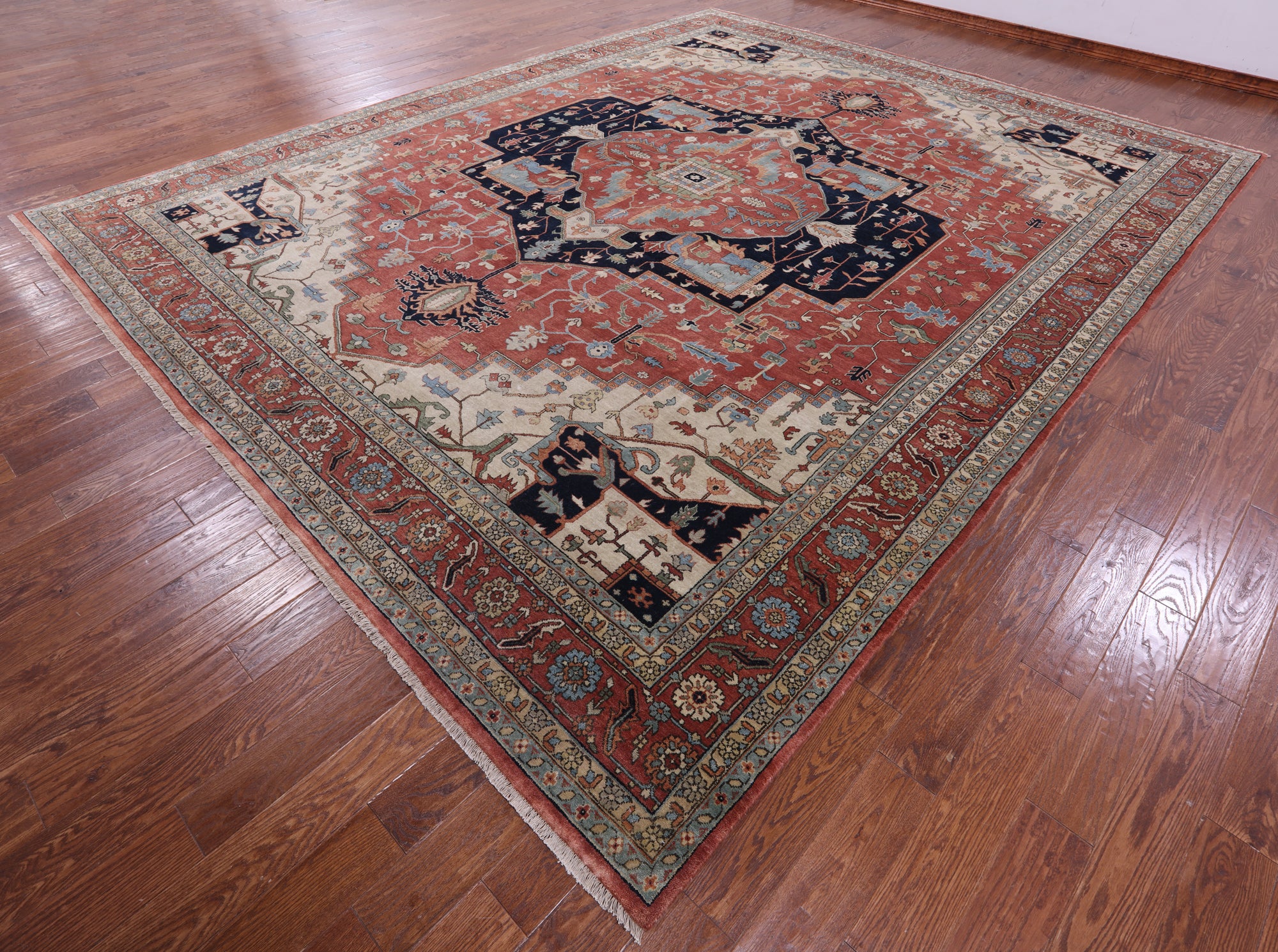 Rust Persian Fine Serapi Hand Knotted Wool Rug - 11' 9" X 14' 9" - Golden Nile