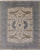 Ivory Turkish Oushak Hand Knotted Wool Area Rug - 8' 1" X 9' 10" - Golden Nile