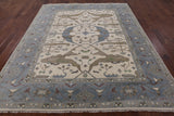 Ivory Turkish Oushak Hand Knotted Wool Area Rug - 8' 1" X 9' 10" - Golden Nile