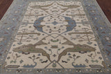 Ivory Turkish Oushak Hand Knotted Wool Area Rug - 8' 1" X 9' 10" - Golden Nile