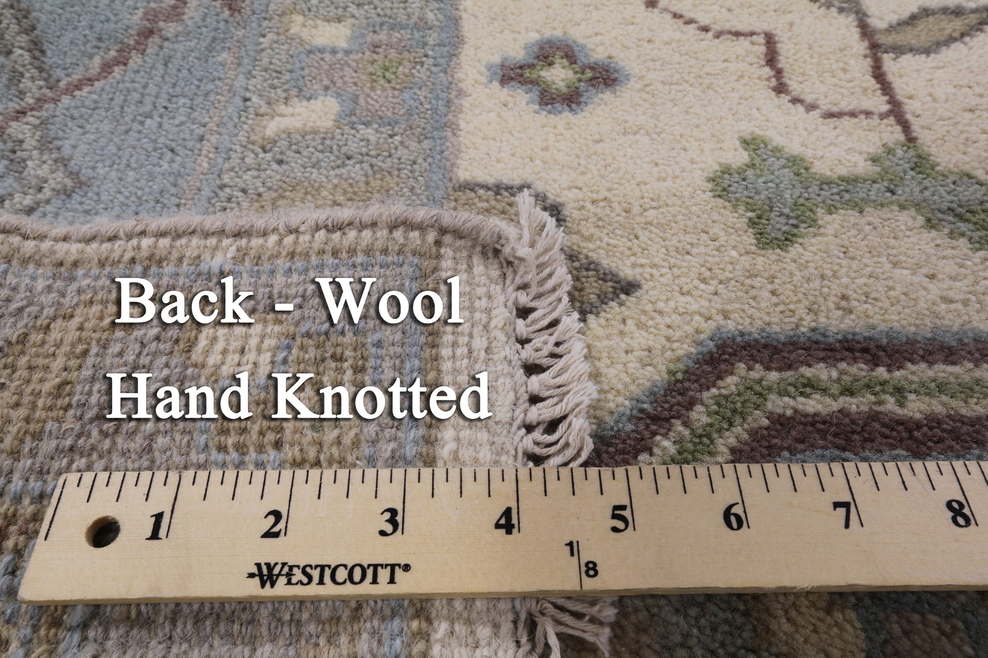 Ivory Turkish Oushak Hand Knotted Wool Area Rug - 8' 1" X 9' 10" - Golden Nile