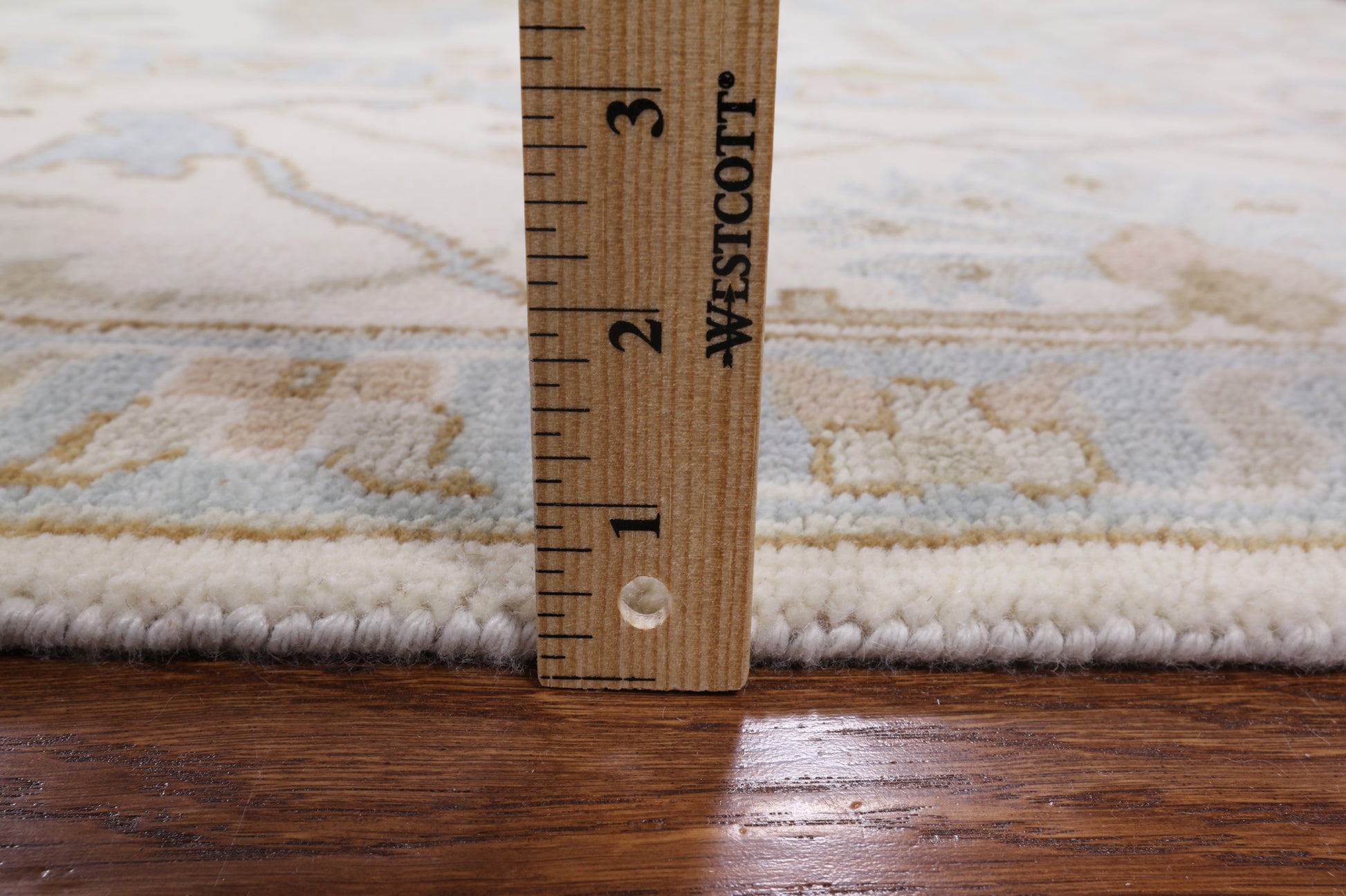 Ivory Turkish Oushak Hand Knotted Wool Area Rug - 8' 3" X 9' 10" - Golden Nile