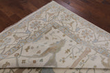 Ivory Turkish Oushak Hand Knotted Wool Area Rug - 8' 3" X 9' 10" - Golden Nile