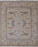 Ivory Turkish Oushak Hand Knotted Wool Area Rug - 8' 3" X 9' 10" - Golden Nile