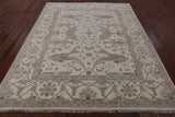 Ivory Turkish Oushak Hand Knotted Wool Area Rug - 8' 3" X 9' 10" - Golden Nile