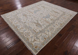 Ivory Turkish Oushak Hand Knotted Wool Area Rug - 8' 3" X 9' 10" - Golden Nile