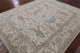 Ivory Turkish Oushak Hand Knotted Wool Area Rug - 8' 3" X 9' 10" - Golden Nile
