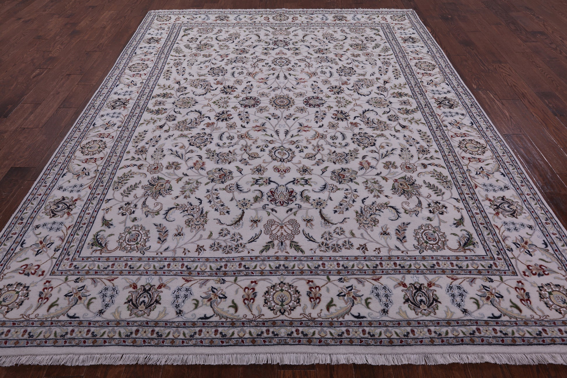 Ivory Persian Nain Hand Knotted Wool & Silk Rug - 8' 2" X 10' 4" - Golden Nile