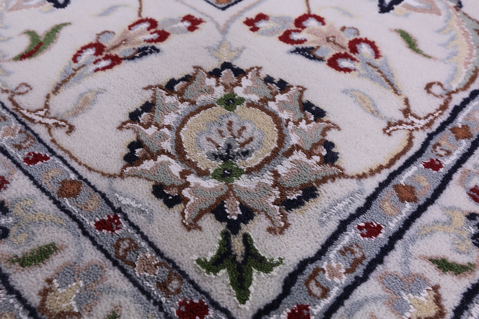 Ivory Persian Nain Hand Knotted Wool & Silk Rug - 8' 2" X 10' 4" - Golden Nile