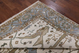 Ivory Turkish Oushak Hand Knotted Wool Area Rug - 8' 1" X 9' 9" - Golden Nile