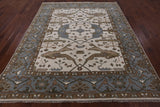 Ivory Turkish Oushak Hand Knotted Wool Area Rug - 8' 1" X 9' 9" - Golden Nile