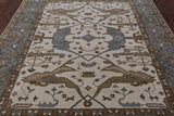 Ivory Turkish Oushak Hand Knotted Wool Area Rug - 8' 1" X 9' 9" - Golden Nile